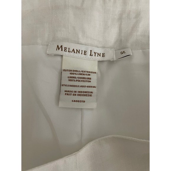 Melanie Lyne Linen Midi Skirt Womens Large White Flared Tulle Trim A017-6189 ML - Picture 5 of 8